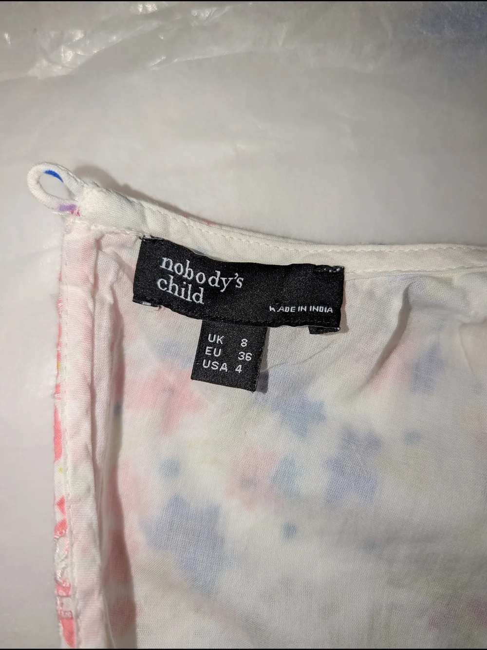 White Floral Midi Dress Eyelet, Blue pink‎ yellow embroidery ruffle 100% cotton